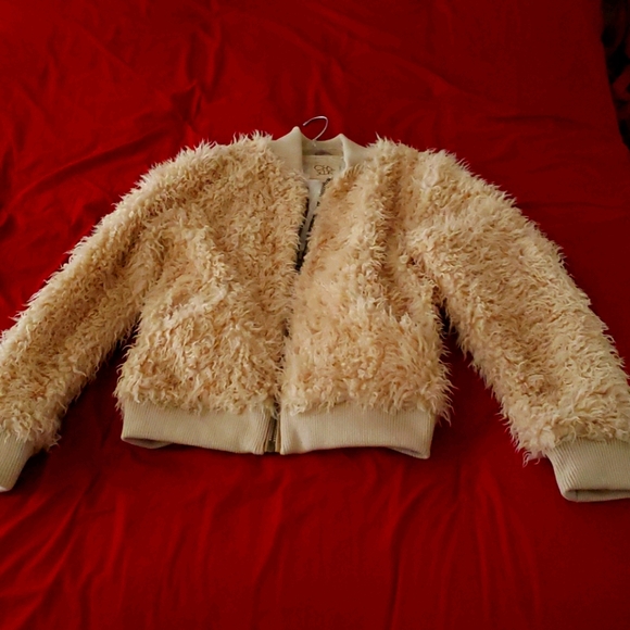 beige fuzzy jacket